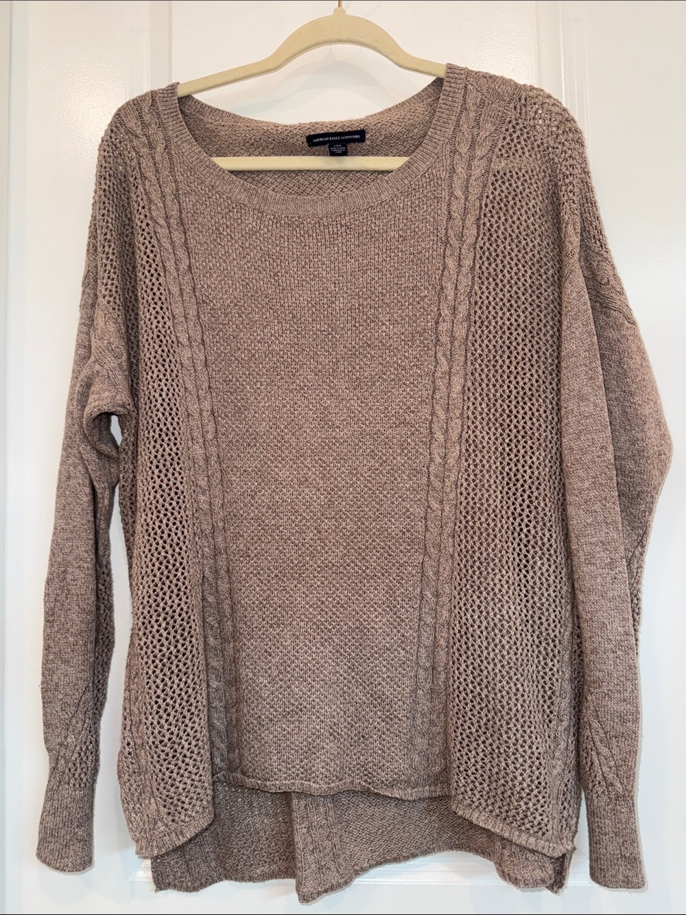 American Eagle Outfitters Cable & Open-Knit Scoop-Neck fall Sweater